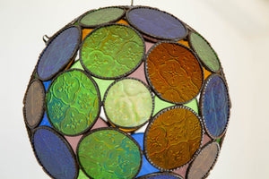 Vintage Moroccan Multi-Color Glass Orb Lantern Moorish Style