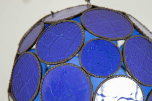 Vintage Moroccan Royal Blue Moorish Glass Orb Glass Lantern
