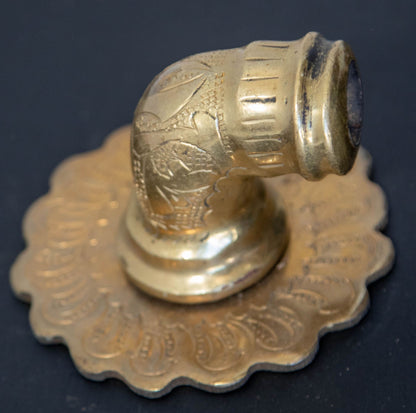Vintage Moroccan Brass Fountain Faucet with Engraved Moorish Design