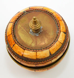 Moroccan Brass and Bone Overlay Box with Lid 1950s