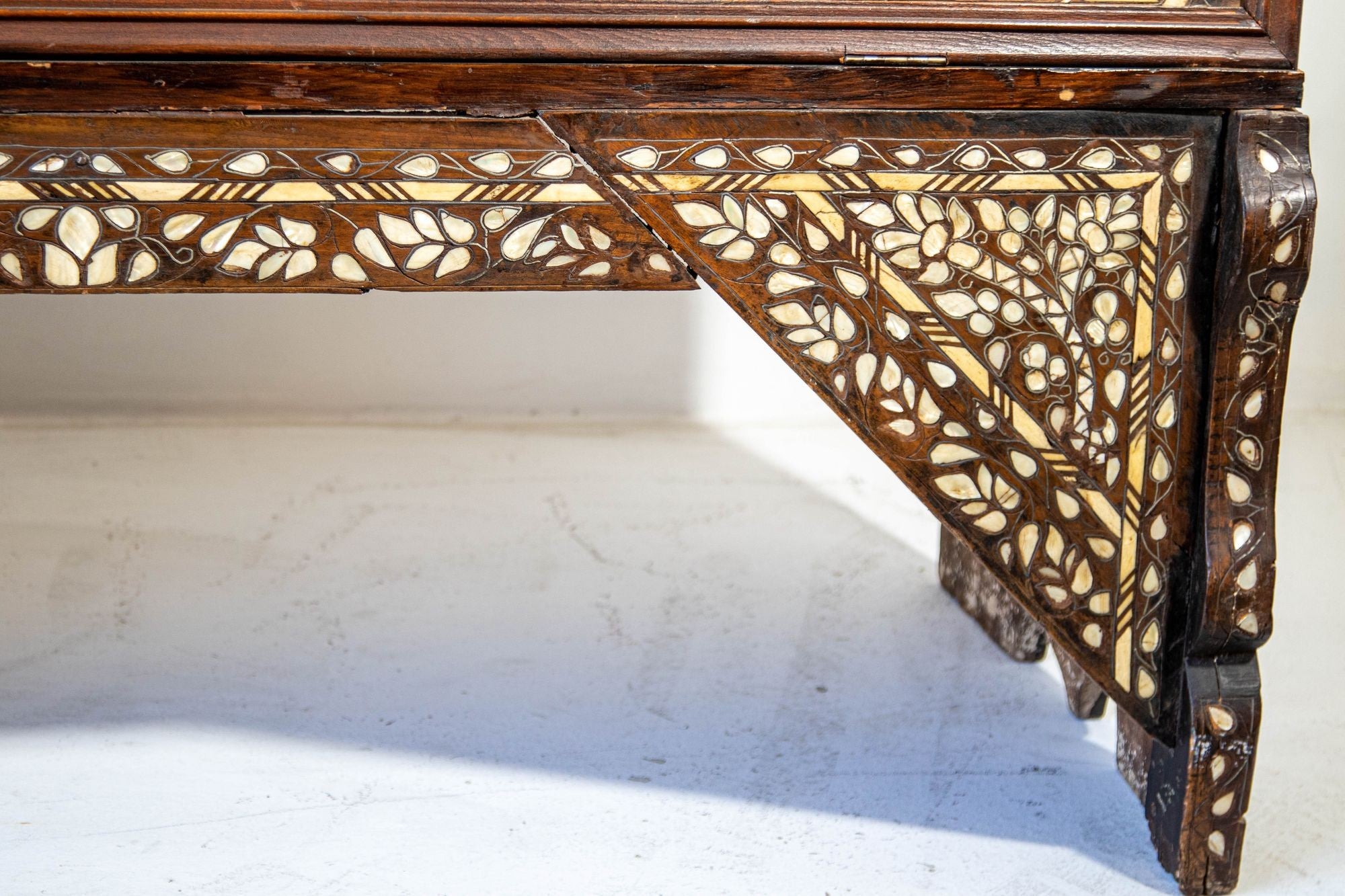 Antique Middle Eastern Mother of Pearl Inlay Dowry Trunk 19th C.