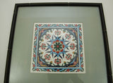 Handcrafted Turkish Iznik Style Ceramic Tile Framed 1950