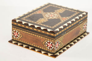 Moorish Wood Box Islamic Marquetry Mosaic Art Granada Spain Khatam Decor 1940s