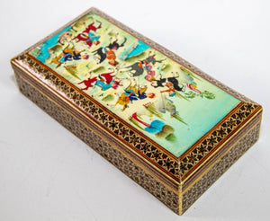 Fine Antique Micro Mosaic Indo Persian Moorish Inlaid Trinket Box