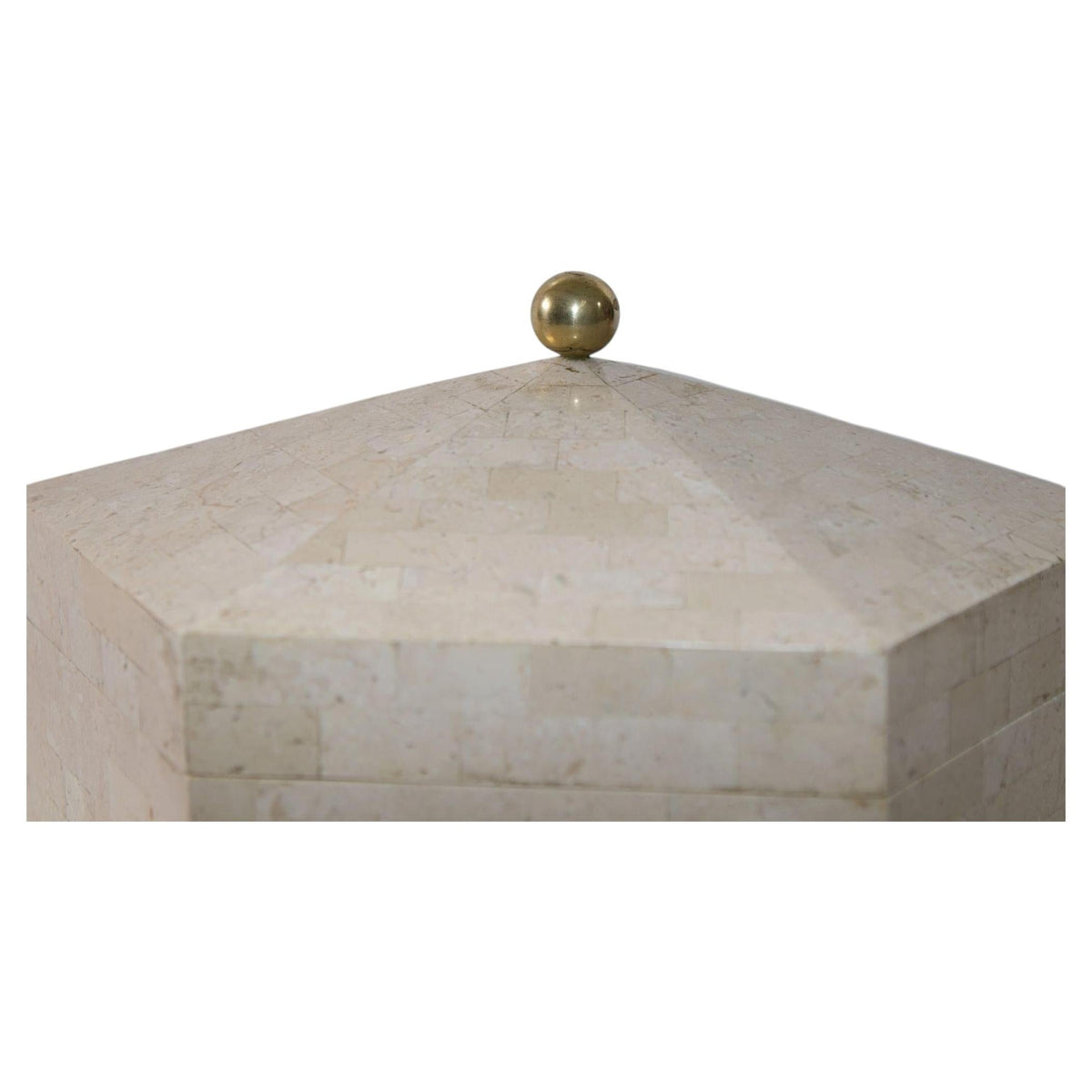Maitland Smith Post Modern White Tessellated Hexagonal Stone Box 1980's — additional view 10