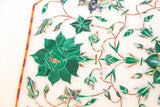 Pietra Dura White Mosaic Octagonal Inlaid Marble Top Handcrafted Agra India 1980