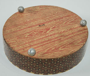 1920 Persian Khatam Kari Footed Wooden Circular Jewelry Box