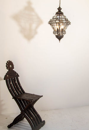 Vintage Moroccan Clear Glass Lantern Moorish Granada Spanish Style