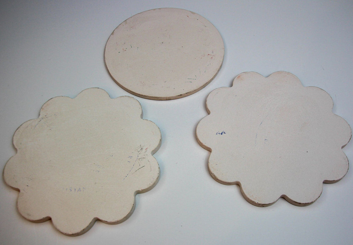 Handcrafted Turkish Iznik Style Ceramic Tiles Set of 3, Vintage, 1980s