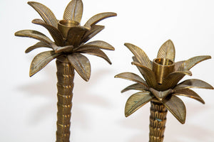 Vintage Brass Moroccan Palm Tree Candlestick Holders Set of 2