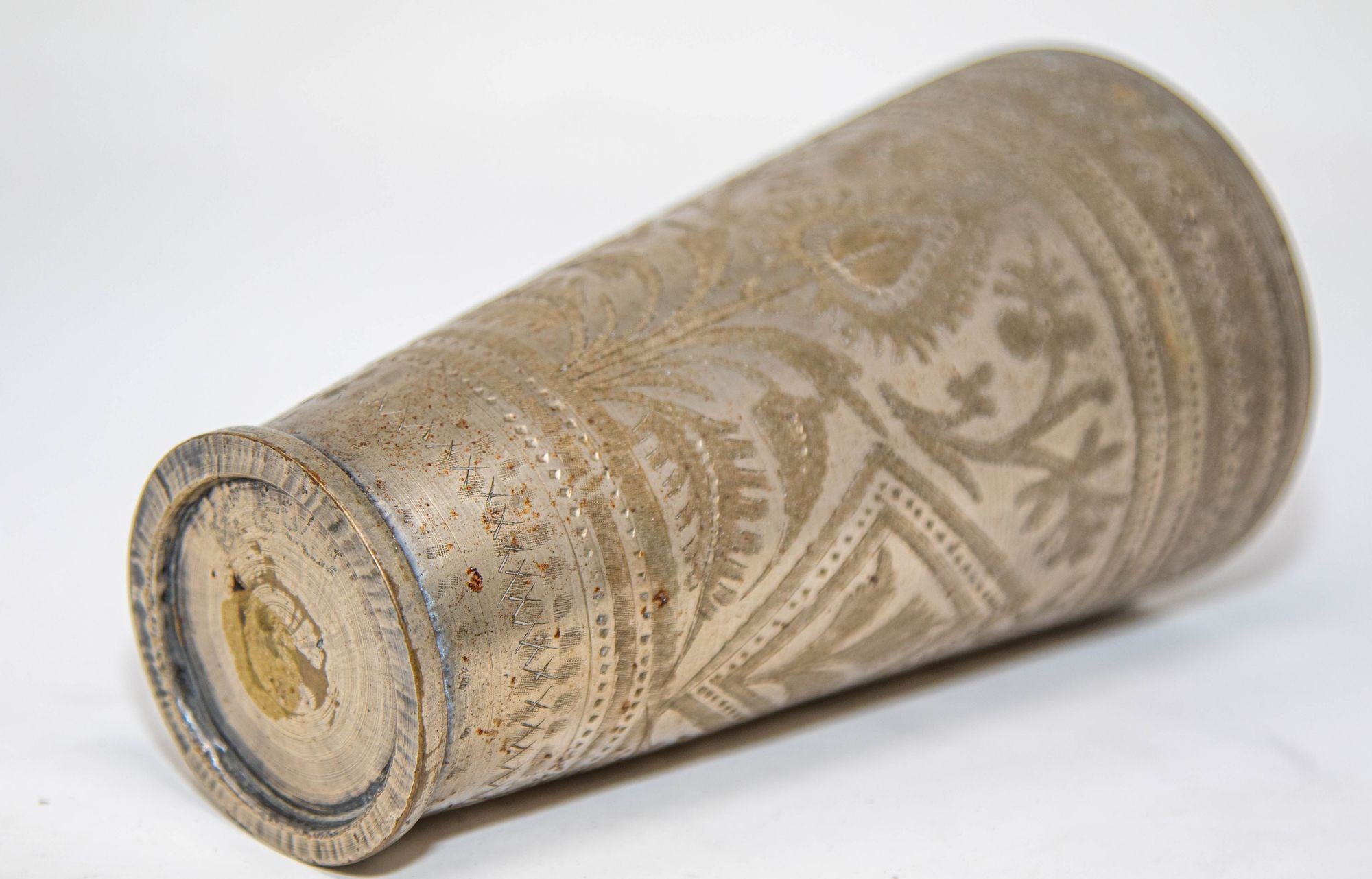 Antique Metal Engraved Beaker or Vase from India 1940s