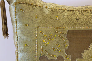 Gold Moorish throw Pillows Embellished with Sequins and Beads a Pair