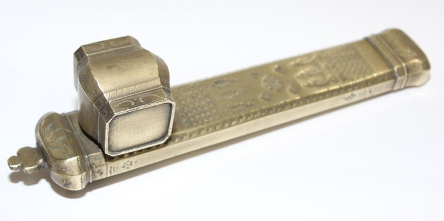 Antique Egyptian Brass Inkwell Qalamdan