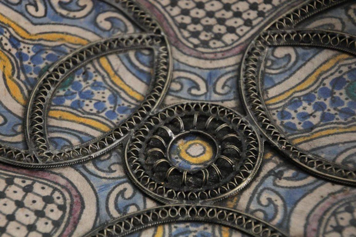 Antique Moroccan Moorish Handcrafted Ceramic Bowl Dish from Fez