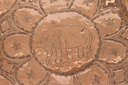 Vintage Asian Hand-Hammered Copper Elephant Tray or Wall Plaque Bowl 1940s