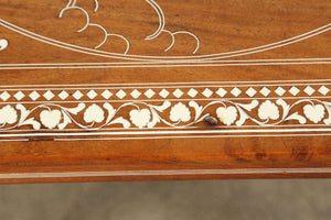 Anglo Indian Mughal Teak Inlaid Square Side Table