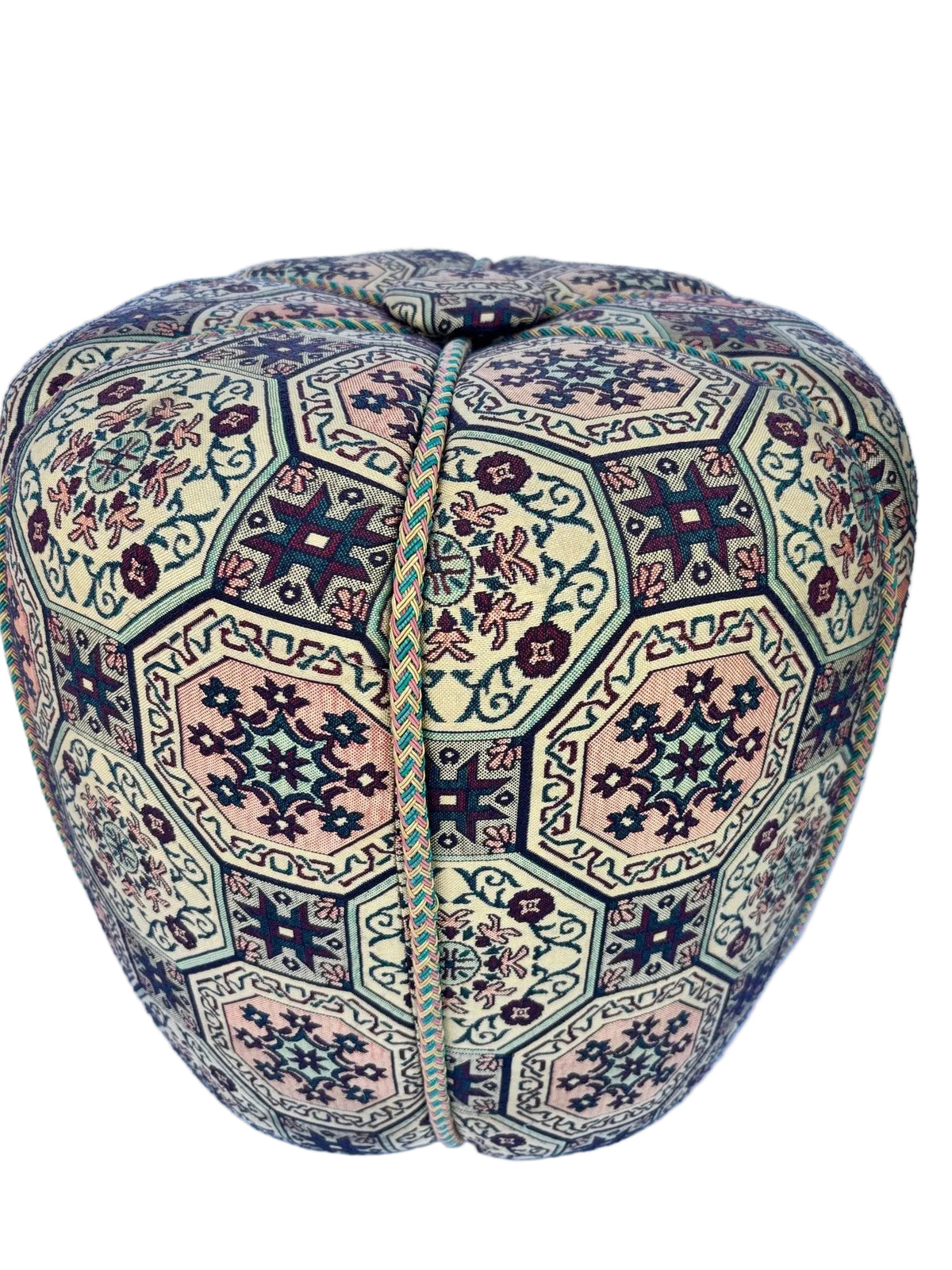 Moroccan Pouf Upholstered in Moorish Textile Fabric Stool