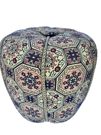 Moroccan Pouf Upholstered in Moorish Textile Fabric Stool
