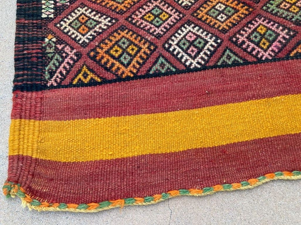 Vintage Hand-Woven Berber Kilim Rug by Moroccan Artisans, 6.5x10 ft