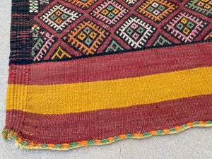 1960s Vintage Flat-Weave Berber Moroccan Rug