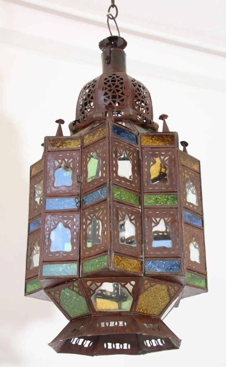 Late 20th Century Moroccan Moorish Hanging Glass Lantern