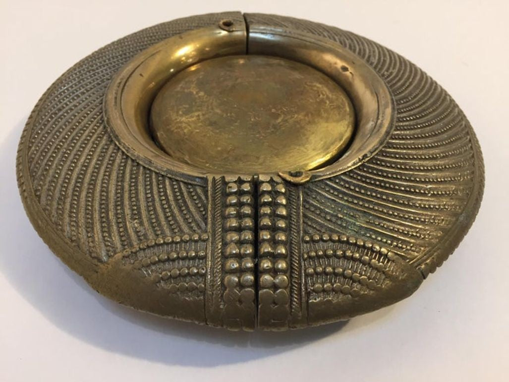 Antique Indian Dhokra Tribal Brass Anklet Repurposed as Catchall, circa 1920