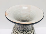 Moroccan Ceramic Vase with Arabic Black Calligraphy Writing Moorish Glazed Fez