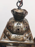 Moroccan Hall Lantern Light Fixture with Multi-Color Glass Moorish Style