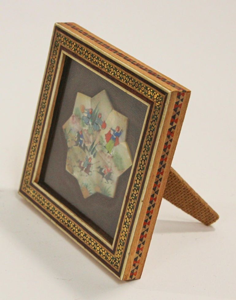 Framed Middle Eastern Miniature Painting on Shell