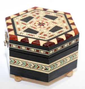 Mosaic Marquetry Octagonal Music Box Granada Moorish Spain