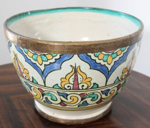 Antique Moroccan Ceramic Glazed Bowl Handcrafted in Fez Meknes Jobbana 1900