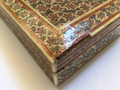 Handcrafted Persian Micro Mosaic Box with Geometric Design, 1940
