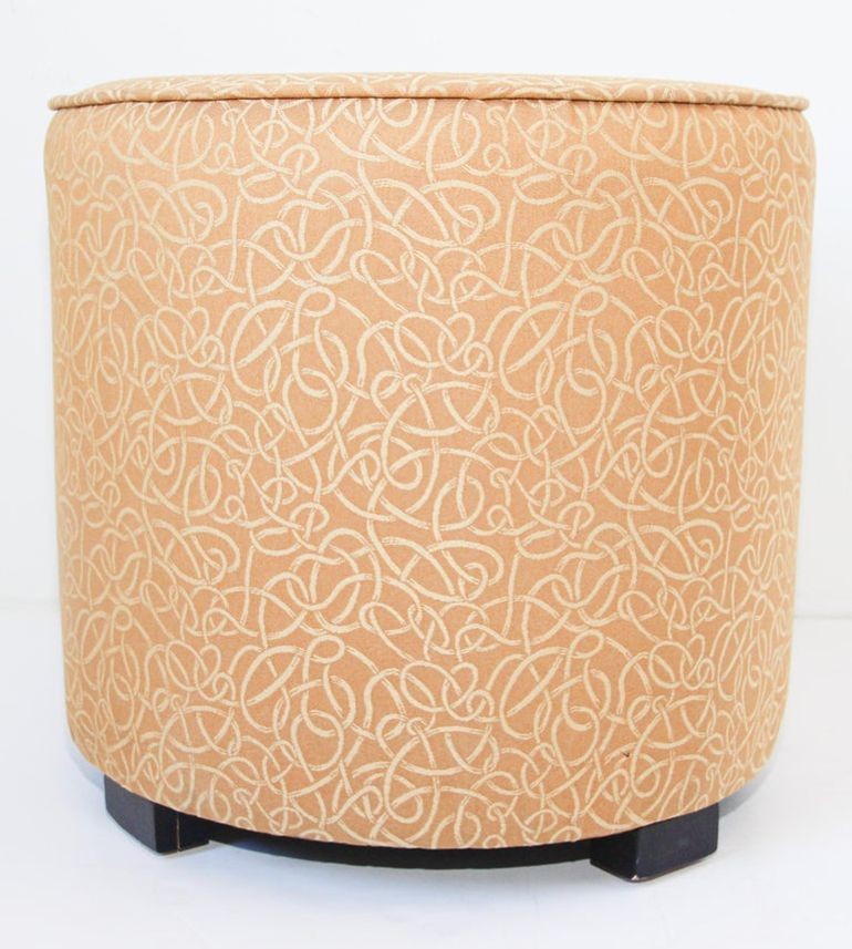 Moroccan Pouf Upholstered in Gold Fabric Stool