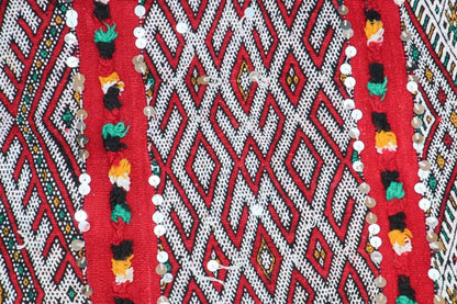 1960s Moroccan Vintage Berber Textile with Sequins North Africa, Handira