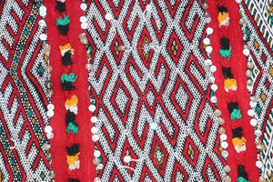 1960s Moroccan Vintage Berber Textile with Sequins North Africa, Handira