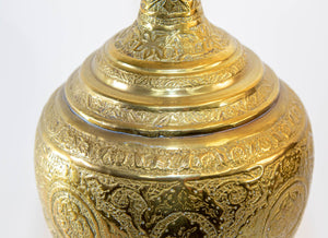 Antique Chiseled Brass Oversized Islamic Mughal Rose Water Perfume Holder Bidri