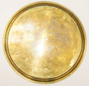 Islamic Art Handcrafted Etched Polished Brass Tray 12.5 in. Collectible 1940s