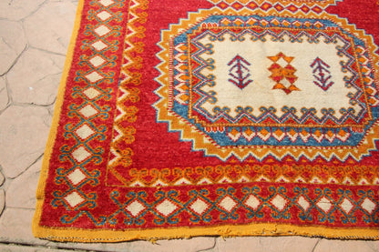 Vintage Moroccan Orange Berber Rug, Hand-Knotted Wool, 1960