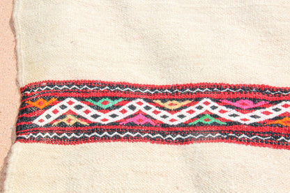 1960s Vintage Berber Moroccan Handira Bohemian Tribal Style Flat-Weave Textile