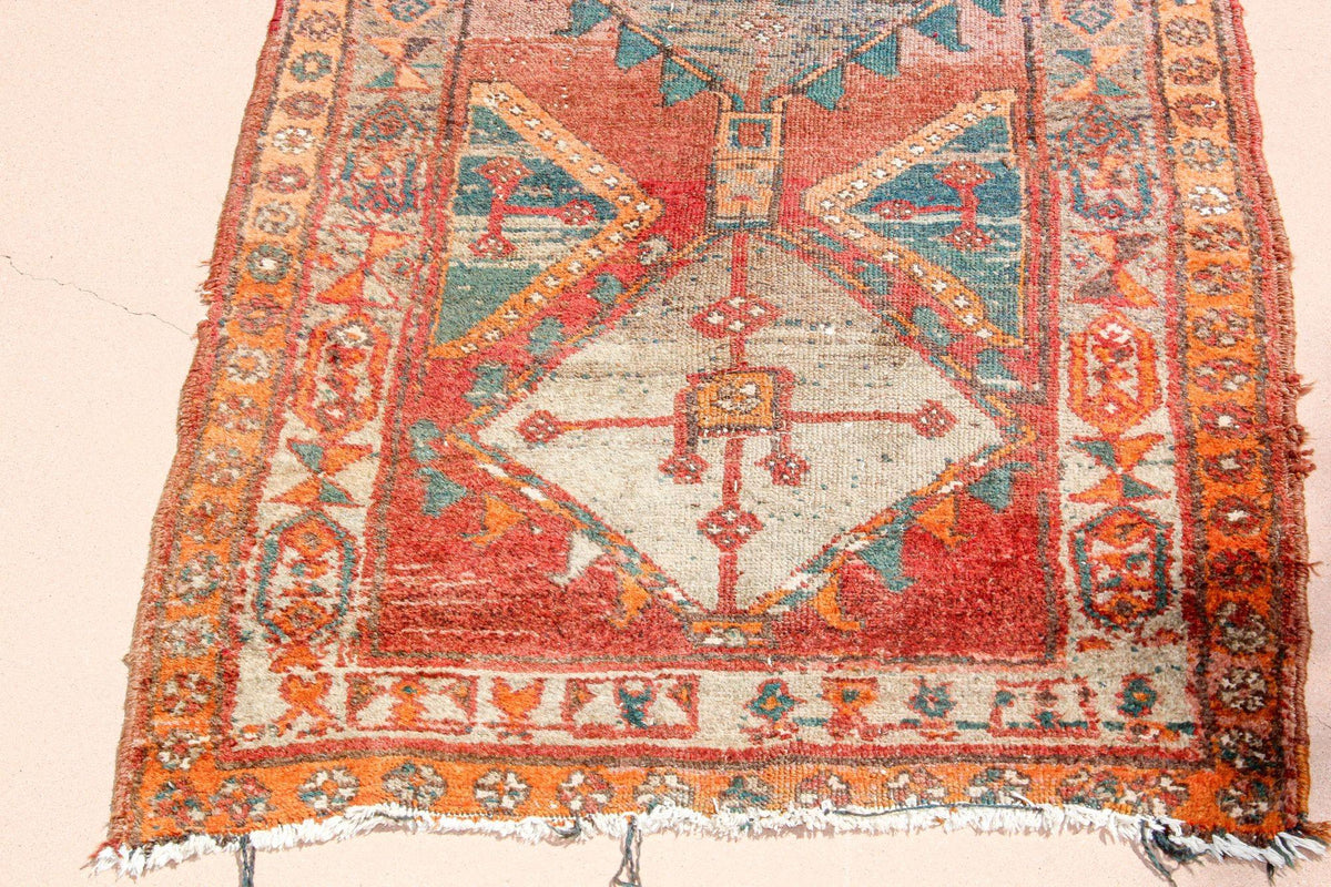 1950s Hand Knotted Vintage Carpet Rug Runner from Turkey — Turkey