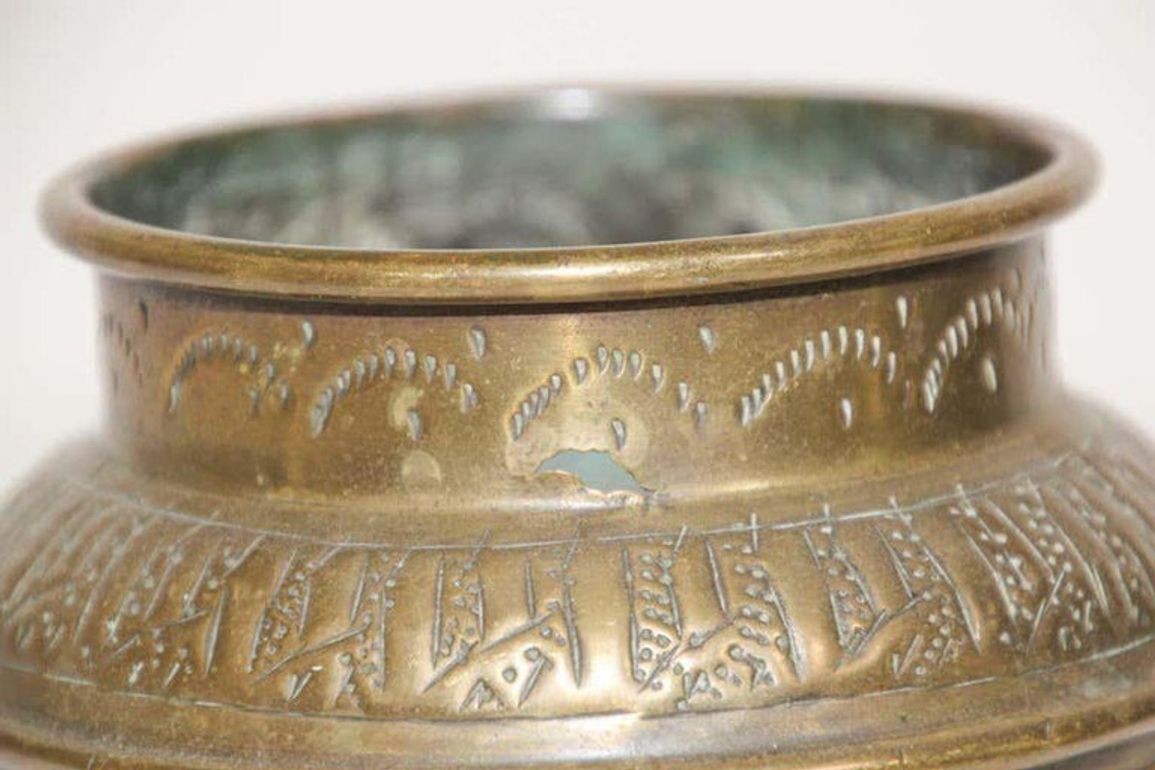 Moorish Hand-Etched Metal Brass Pot