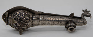 Asian Silver Metal Hand Carved Peacock Sitar Veena Form Box 1950