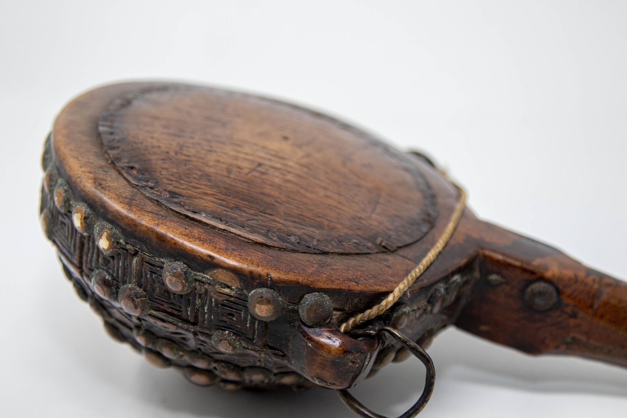 Antique African Moroccan Tribal Carved Wood Flask 19th C.