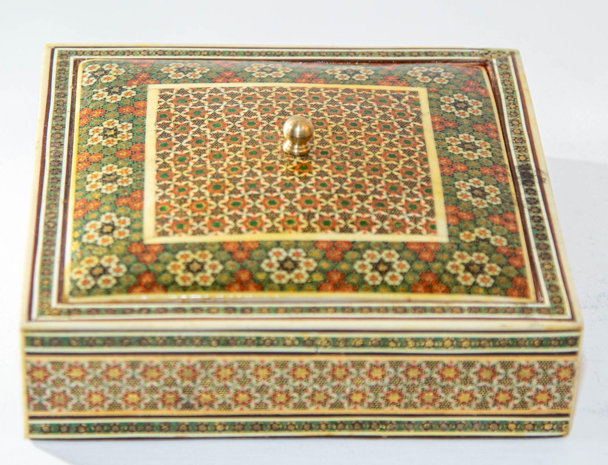 1950s Anglo Indian Micro Sadeli Mosaic Inlaid Jewelry Box