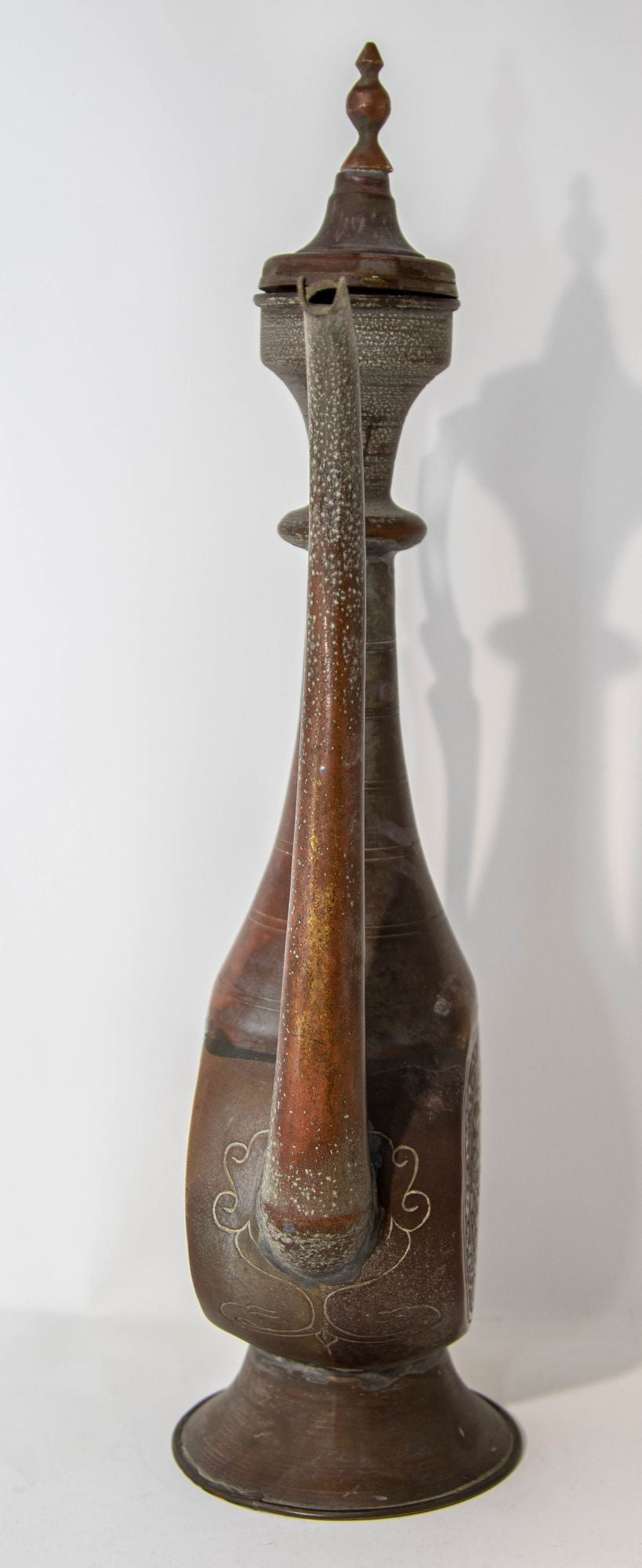 Antique Islamic Middle Eastern Qajar Persian Copper Ewer 19th Century