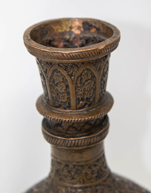 Antique Tinned Copper Indo-Persian Islamic Vase 19th Century