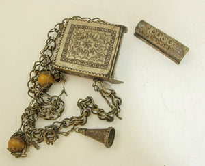 Antique Moroccan Ethnic Talisman Silver Amulet Box Holder