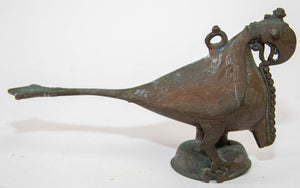 Antique Indian Bronze Parrot Figure oil Lamp Rajasthan 19th Century