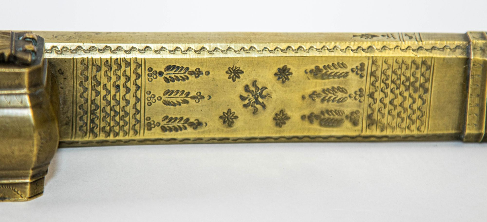 Antique Middle Eastern Islamic Brass Inkwell Qalamdan Circa 1850