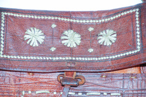 Moroccan Vintage Leather Handcrafted African Tuareg Bag with Fringes Wall Art